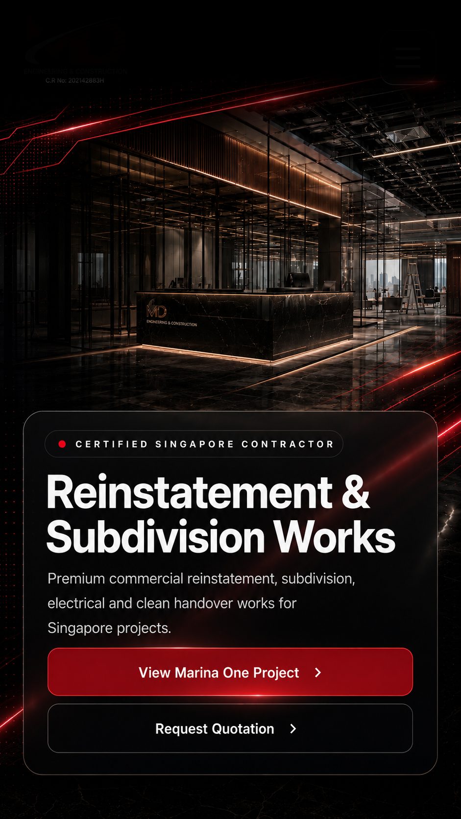 MD Engineering & Construction premium reinstatement and subdivision works hero