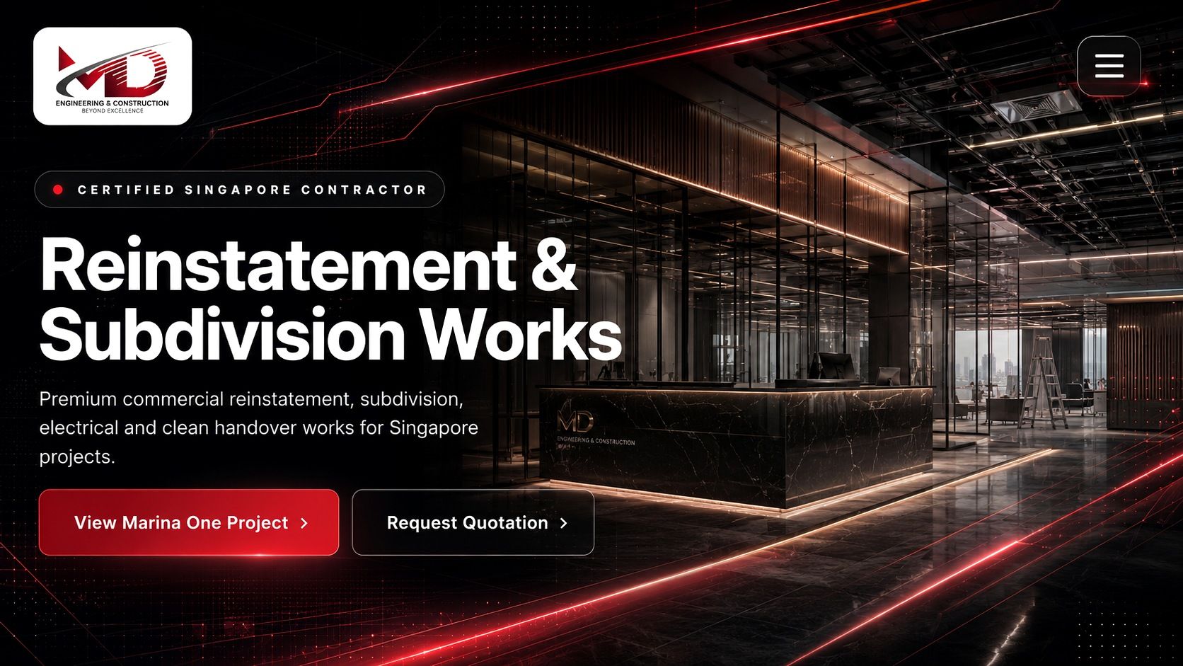 MD Engineering premium reinstatement and subdivision works full hero image